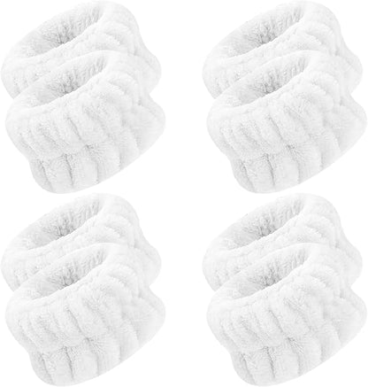 Wrist Towels for Face Washing, Women's Microfiber Spa Wash Face Wrist Towel Band, Absorbent Wrist Sweatband for Girls, Prevent Water from Spilling Down Your Arms 8Pcs