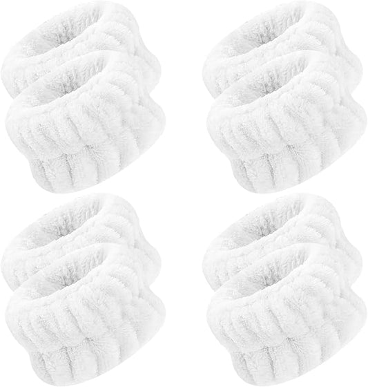 Wrist Towels for Face Washing, Women's Microfiber Spa Wash Face Wrist Towel Band, Absorbent Wrist Sweatband for Girls, Prevent Water from Spilling Down Your Arms 8Pcs