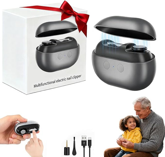 2026 Upgraded 3-in-1 Portable Electric Nail Clipper & Polisher with LED Light, USB Rechargeable, Nail Scraps Storage, Safety Electric Toe Nail Clipper for Seniors, Kids, Adult, Caregivers (Dark Gray)