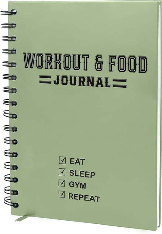 Nextnoid Hardcover Fitness & Food Journal - Workout & Meal Planner Notebook for Men & Women - A5 Sturdy Food Log Journal to Track Diet, Gym & Home Workouts - Green