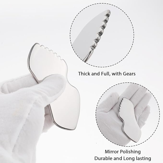 Molain Stainless Steel Gua Sha Facial Tools, Metal Detail Gua Sha Stone Face Comb Body Lymphatic Drainage Massager Face Guasha Face Sculpting Tool Skin Care with Travel Pouch(Pack of 1)