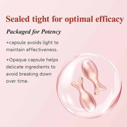 Retinol Collagen Anti-Aging Wrinkle 60 Capsules Face Serum with scissors,Vitamin A Retinol Anti-Aging Serum,Visibly Smooth Fine Lines & Wrinkles.Smooth,Hydrate and Moisturize,Travel Portable