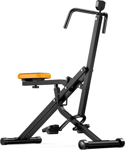 OWLSKY Squat Rowing Machine for Home Gym, Compact Foldable Squat Exercise Machine with LCD Monitor, Low-Impact Workout, Adjustable Seat, 350 LBS, Full-Body Fitness Equipment