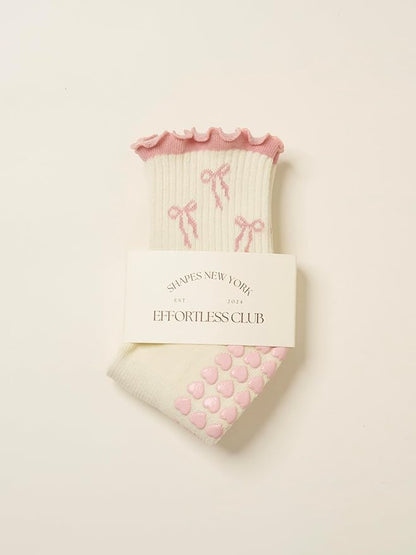Crew Half Calf Grip Socks, Cutest Fruits Pilates Socks, Ruffle socks, Non-Slip, Barre Yoga Fitness