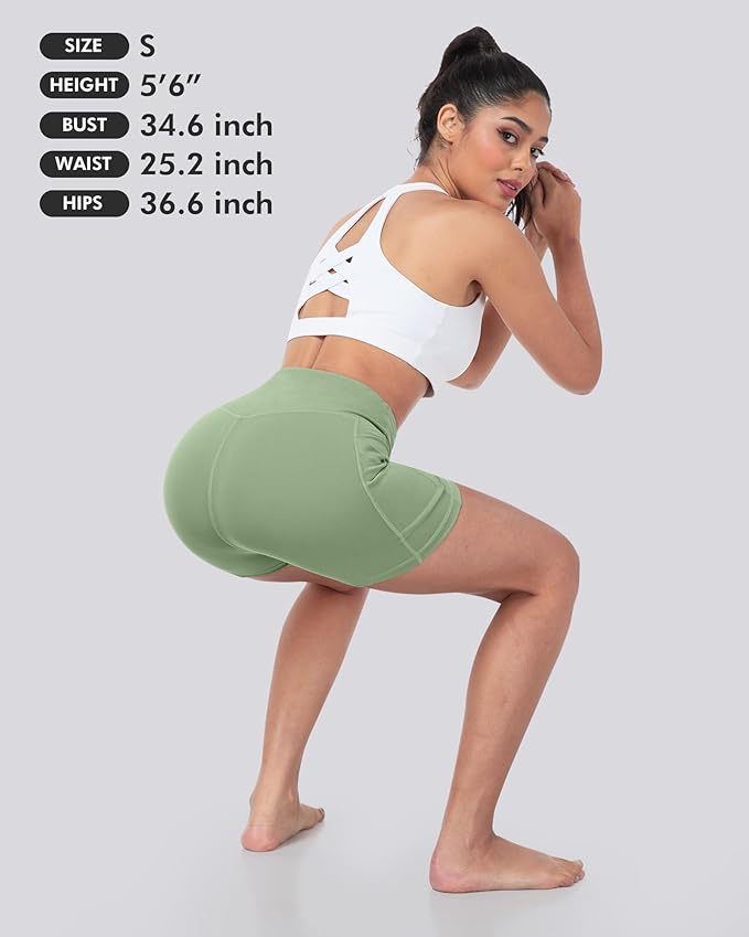 LZYVOO Biker Spandex Shorts Women, High Waisted Tummy Control Workout Yoga Shorts with Pockets