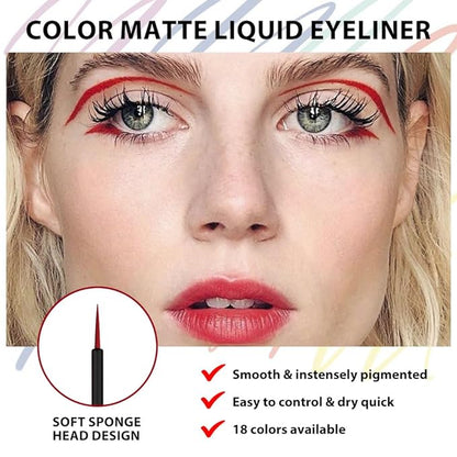 evpct 1Pcs Dark Red Liquid Eyeliner Waterproof Dark Red Eye Liners for Women, Eyes Wing Eyeliner Stamps Shapes Colored Eyeliner delineador de ojos a prueba de agua contra el agua blanco para ojos