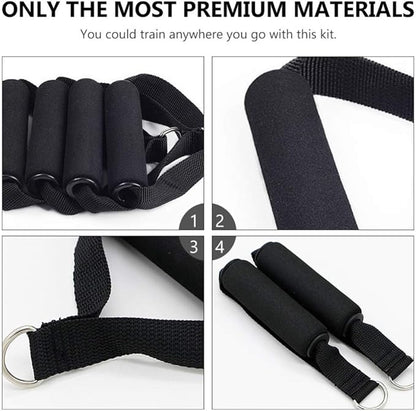 Garneck 4pcs Resistance Band Handles Plastic D Ring Exercise Strap Foam Handle Band Fitness Equipment for Home Gym Overhead Strength Training Stretching Black