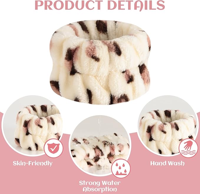 Wrist Towels for Washing Face, Women's Microfiber Spa Wash Towel Band, Absorbent Wrist Sweatband for Girls Prevent Water from Spilling Down Your Arms 6Pcs
