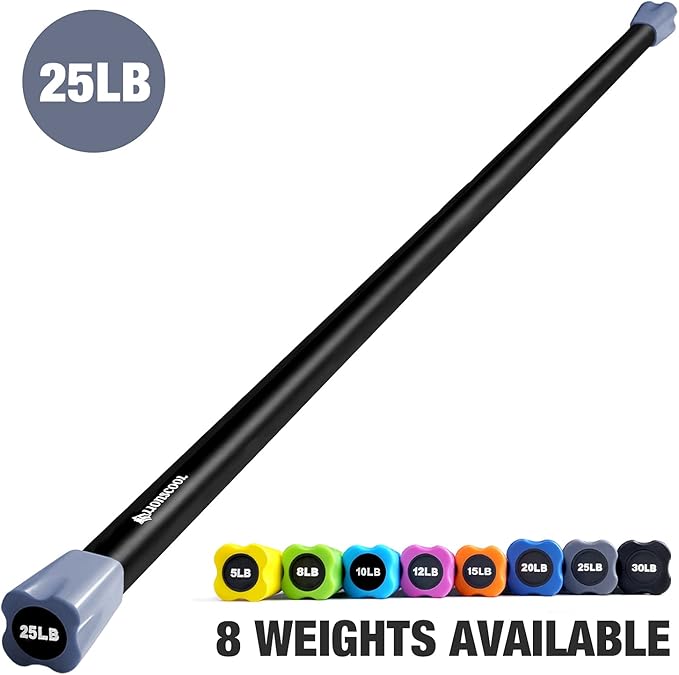 LIONSCOOL Workout Weighted Bar,Padded Exercise Weight Bar, Solid Steel Stretching weighted bar set for Body Sculpting, Physical Therapy,Body Toning