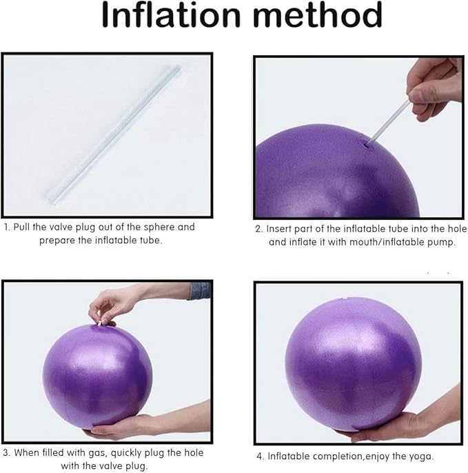 Small Exercise Ball Anti-Burst Non-Slip Stability 9 Inch with Inflatable Straw Mini Pilates Balls Ideal for Yoga Exercise Pilates Physical Therapy Stretching Core Fitness