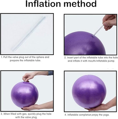 Small Exercise Ball Anti-Burst Non-Slip Stability 9 Inch with Inflatable Straw Mini Pilates Balls Ideal for Yoga Exercise Pilates Physical Therapy Stretching Core Fitness