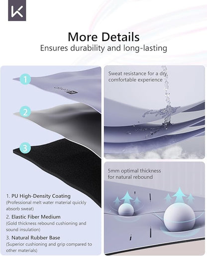 KEEP Professional Yoga Mat with Strap for Men and Women, 5mm Heavy High-Density Natural Rubber Mat for Premium Material Superior Grip, Non-Slip, Eco-Friendly 72"x26" Exercise Mat