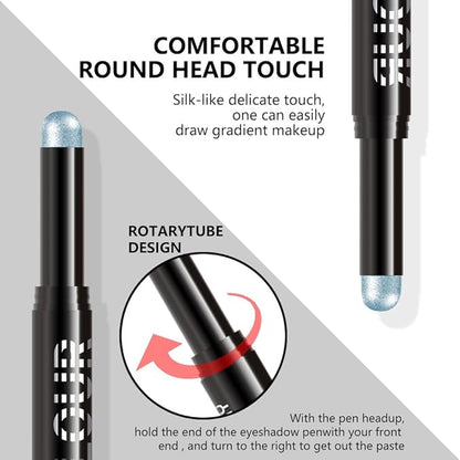 Silver Grey Shimmer Cream Eye Shadow Stick Makeup for Women, Silver Grey Shimmer Matte Eye Shadow Brightener Stick for Eyes, Waterproof Eyeshadow Pencil Applicator Blendable for Eye Highlight 15