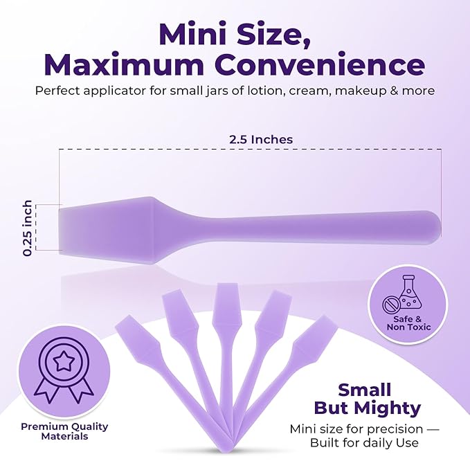 Mini Beauty Spatula (2.5", 500 Pack) - Small Beauty Spatulas for Creams, Cosmetics & Crafts | Moisturizer Applicator for Mixing, Cosmetic, Face Mask | Disposable Makeup Spoon | Purple
