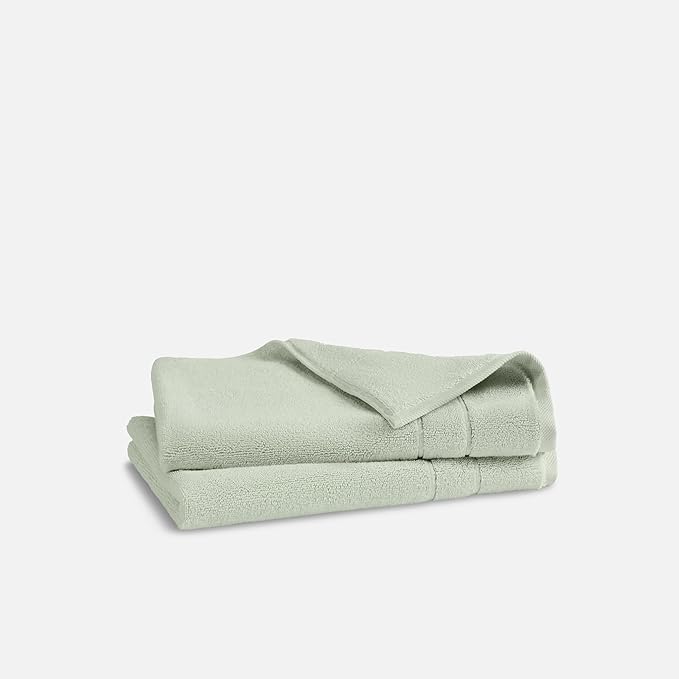 Brooklinen Super-Plush Turkish Cotton Hand Towels Set of 2 Cotton, 820 GSM, Highly Absorbent, Machine Washable, Perfect for Home & Bathroom (20"x30", Aloe Green)