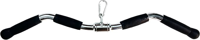 Lat Cable Machine Attachment Curl Pulldown Barbell Revolving Bar, Multi-Exerciser Cable Attachment, Solid Steel Tricep Press Down Bar with Rubber Handgrips & Revolving Hanger