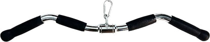 Lat Cable Machine Attachment Curl Pulldown Barbell Revolving Bar, Multi-Exerciser Cable Attachment, Solid Steel Tricep Press Down Bar with Rubber Handgrips & Revolving Hanger