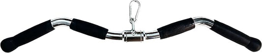Lat Cable Machine Attachment Curl Pulldown Barbell Revolving Bar, Multi-Exerciser Cable Attachment, Solid Steel Tricep Press Down Bar with Rubber Handgrips & Revolving Hanger