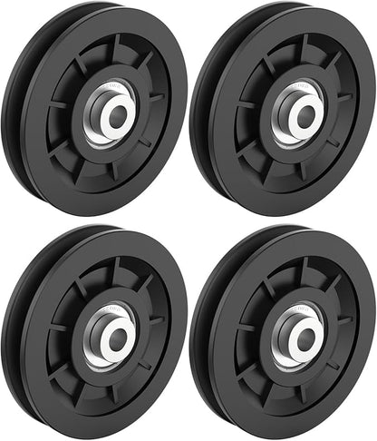 90mm/3.5" Universal Nylon Bearing Pulley-Wheel Replace for Home Gym Equipment Part Cable Machine, Wearproof Abration Bearing Wheel, Gym Equipment and Garage Door Pulley System