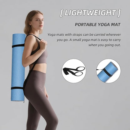 Yoga Mat Non Slip, Anti-Tear 1/4 Thick TPE Yoga Mats for Women and Men, a stylish and practical dual-tone yoga mat.72"x24" Exercise & Fitness Mat with Carrying Strap, Workout Mats for Yoga, Pilates and Floor Exercise