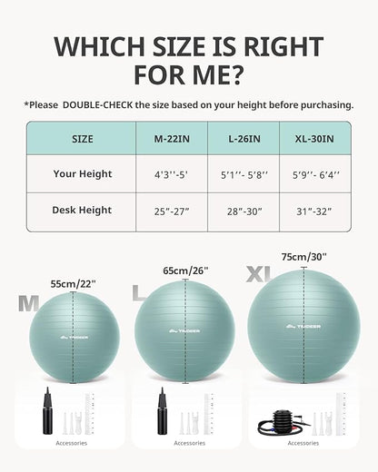 Trideer Exercise Ball Yoga Ball – Office Seating & Balance Ball Chair, Stability Ball for Pilates, Physical Therapy,Core Training & Balance Improvement & Stretching