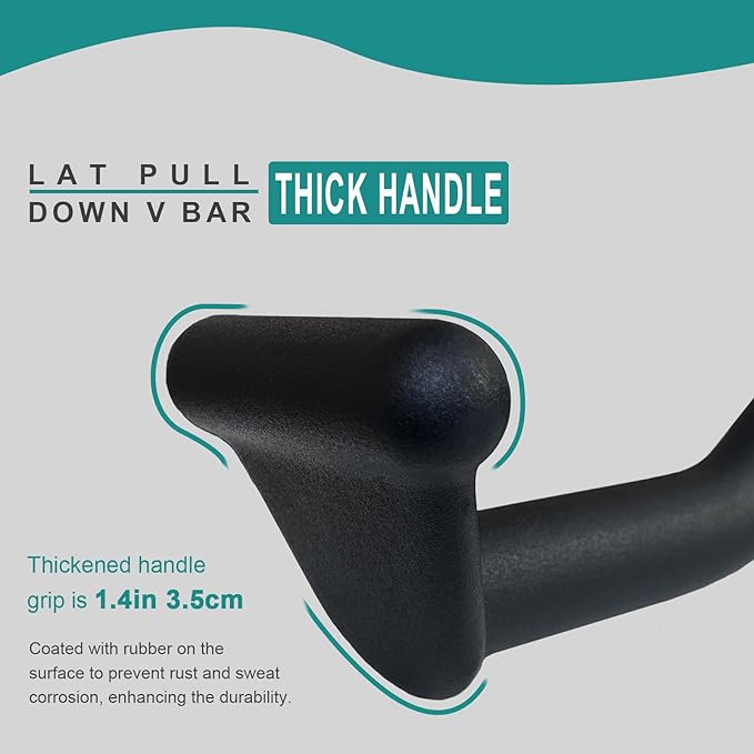 Lat Pull Down Bar T bar Row Attachment, V Bar Tricep Lat Pulldown Attachments, Back Strength Training Bar for Home Gym Exercise Cable Machine Attachments