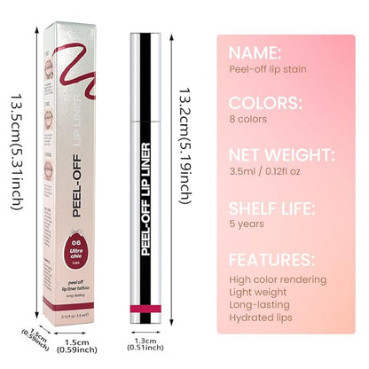 2Pcs Peel Off Matte Lip Gloss Stain-Lip Liner Tattoo with Tweezer, Long Lasting & Waterproof Delicate Peel Off Lip Stain, Transfer-Proof Lip Gloss for All Skin (03+06 2Pcs)