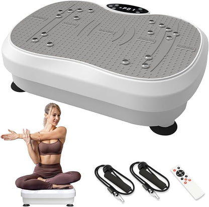 Vibration Plate Exercise Machine for Lymphatic Drainage, Whole Body Fitness Workout Equipment Stand Shake Board Sport Gym for Weight Loss Fat Burner for Women Men