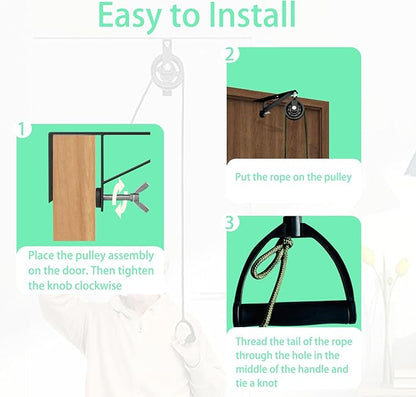 Shoulder Pulley for Physical Therapy with Fixed Metal Bracket, Shoulder Pulley Over The Door Physical Therapy System, Over Door Exercise Pulley for Injury Rehab Recovery Stretching
