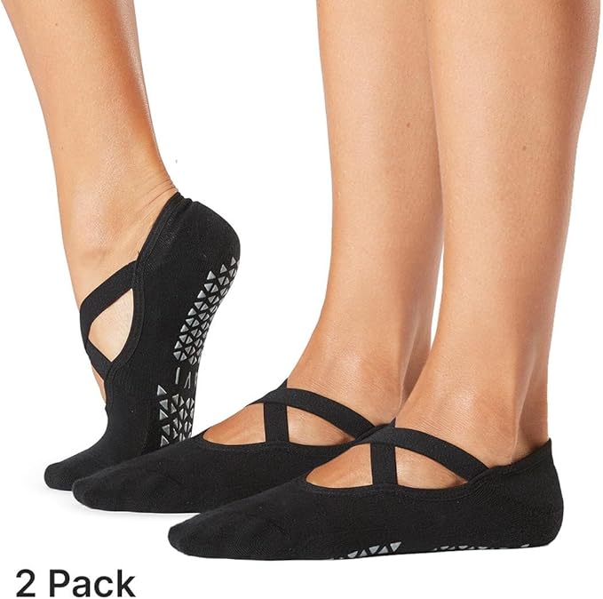 TAVI NOIR Chloe Fashion Criss-Cross Grip Socks for Barre, Pilates and Yoga