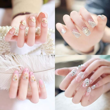 Rhinestone Picker Tool, Dual-ended Rhinestones Applicator Nail Art Design Tool, 2 Pack Acrylic Handle Nail Pen with 4 Extra Wax Tips and1 Tweezer