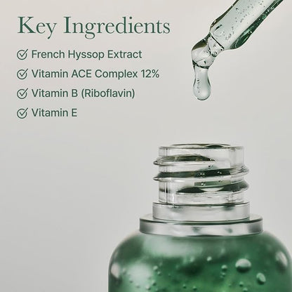 Hyssop Glow Serum, 10% Niacinamide, 12% Vitamin A,C,E - Hydrating, Moisturizing, Anti-Aging Serum for Korean Glass Skin