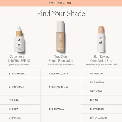 ILIA - Skin Rewind Complexion Stick - Foundation + Concealer + Skincare | Non-Toxic, Vegan, Cruelty-Free, Clean Makeup (7W - Poplar, 0.35 oz | 10 g)