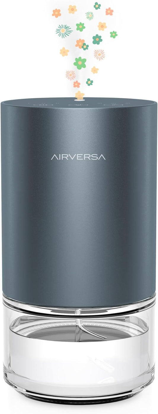 Essential Oil Diffuser Waterless Aromatherapy Diffusers for Home Large Room, Bedroom, Car, Office, Desk, Battery Operated, Small Diffuser for Pure Scent, 100mL Capacity, AN9 (Gray)