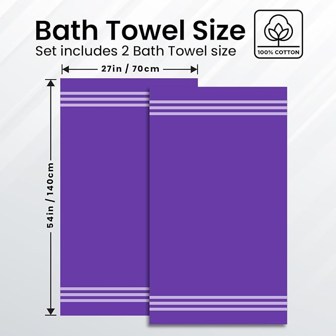 Infinitee Xclusives 100% Cotton Luxury Bath Towels Set of 2 (27x54 Inches) (Profound Purple, Bath Towels - Pack 2)
