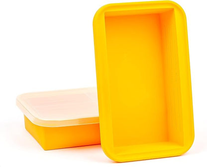 (2 Pack) Large Silicone Freezer Containers For Soup, Pasta Sauce, Leftovers, Broth & More - 6 Cup Reusable BPA Free Non Plastic Food Storage Freezing Ice Trays With Lids & Measurement Lines