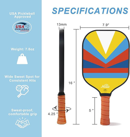 Pickleball Paddles, Carbon Fiber Pickleball Paddles Set of 1/2/4, USAPA Approved 13mm Polymer Core Pickleball Set for Intermediate, Stylish Pickleball Gifts