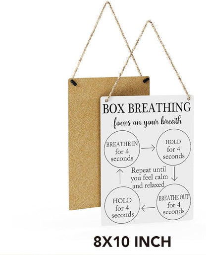 Box Breathing Breathing Exercises Posters Mental Health Psychologist Gift Wood Decor Sign Positive Affirmations Wall Decor for Consultation Room Therapy Office Bedroom Studio Living Room