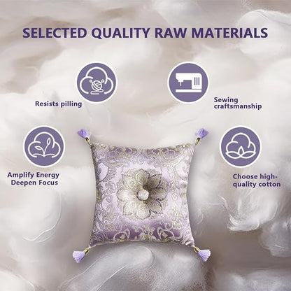 Singing Bowl Cushion for Tibetan Singing Bowls, Handmade Silk Brocade Square Cushion Pillow for Sound Healing and Crystal Sound Bowls Accessories(Lavender,5 Inch)