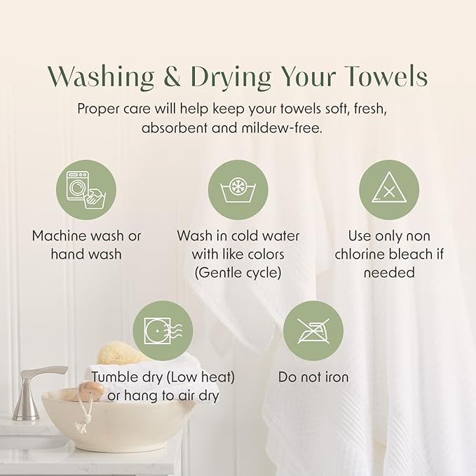 Springtree Home 100% Cotton Bath Towel Set of 4 | Super Soft & Absorbent with Quick-Dry Fibers | 4 Bath Towels | Textured and Durable Cotton | Krista Collection - Oceanview