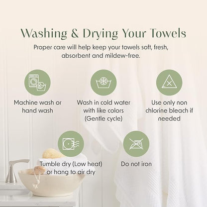 Springtree Home 100% Cotton Bath Towel Set of 4 | Super Soft & Absorbent with Quick-Dry Fibers | 4 Bath Towels | Textured and Durable Cotton | Krista Collection - Oceanview