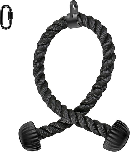 SELEWARE Triceps Rope with Non-Slip Soft Rubber Ends Home Gym Cable Attachment Workout Accessories 28 & 36 inches Long LAT Pulldown Attachment Black and Orange