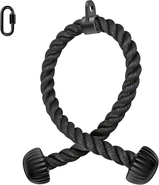 SELEWARE Triceps Rope with Non-Slip Soft Rubber Ends Home Gym Cable Attachment Workout Accessories 28 & 36 inches Long LAT Pulldown Attachment Black and Orange