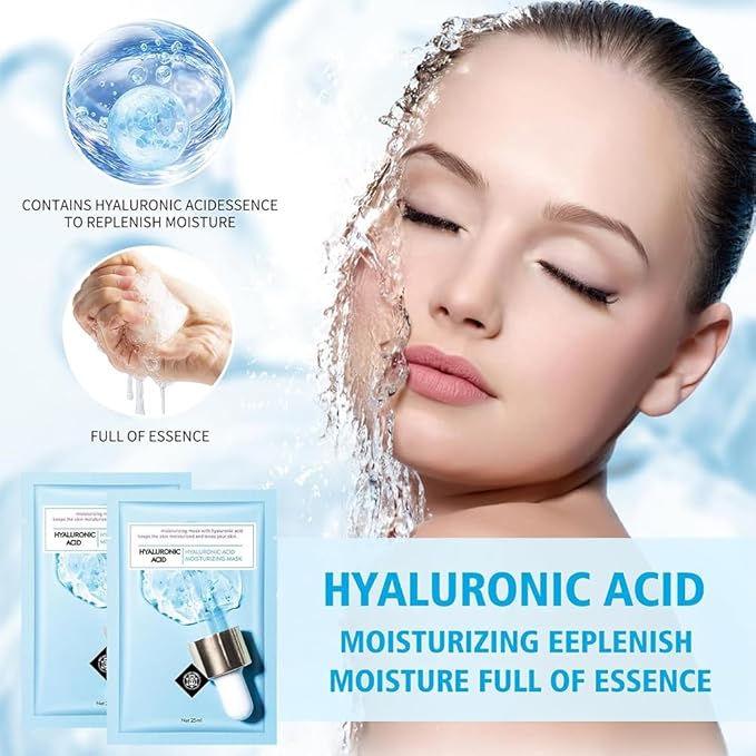 Face Sheet Mask Skincare for Women, Hyaluronic Acid Face Masks Sheets Skincare, Hydrating Sheets Facial Mask Moisturizing Face Mask for Women Skin Care, Facial Sheet Masks15 Packs