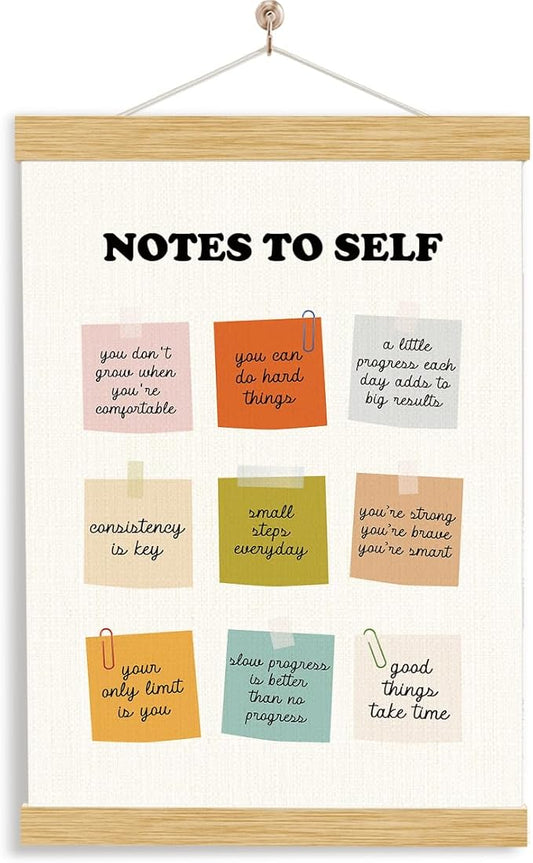 YGSDZY Notes To Self Inspirational Poster, Therapy Office Decor, Wood Poster Hanger, Mental Health Posters, Therapy Wall Art, Mental Health Posters, Psychotherapy Playbill Decoration