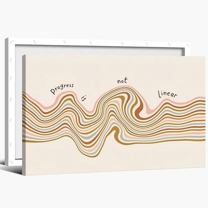 Progress is Not Linear Motivational Canvas Wall Art Print Mental Health Quote Inspirational Art Poster Therapy Psychologist Home Office Affirmation Wall Decor Minimalist Picture 24x36inch Framed