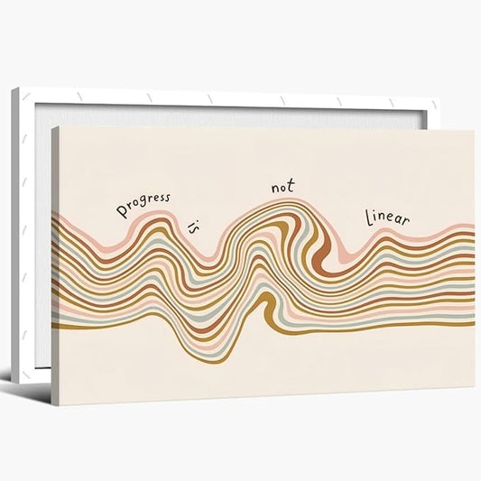 Progress is Not Linear Motivational Canvas Wall Art Print Mental Health Quote Inspirational Art Poster Therapy Psychologist Home Office Affirmation Wall Decor Minimalist Picture 16x24inch Framed
