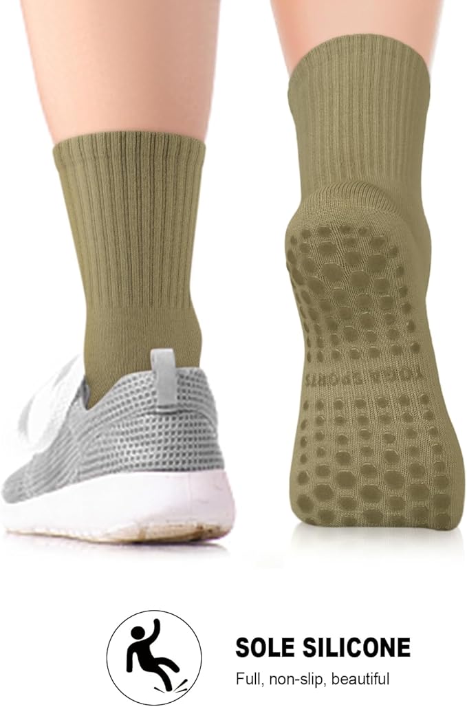 3/6 Pairs Grip Pilates Socks for Women, Non-slip Yoga Athletic Socks for Barre Ballet Barefoot Workout Hospital