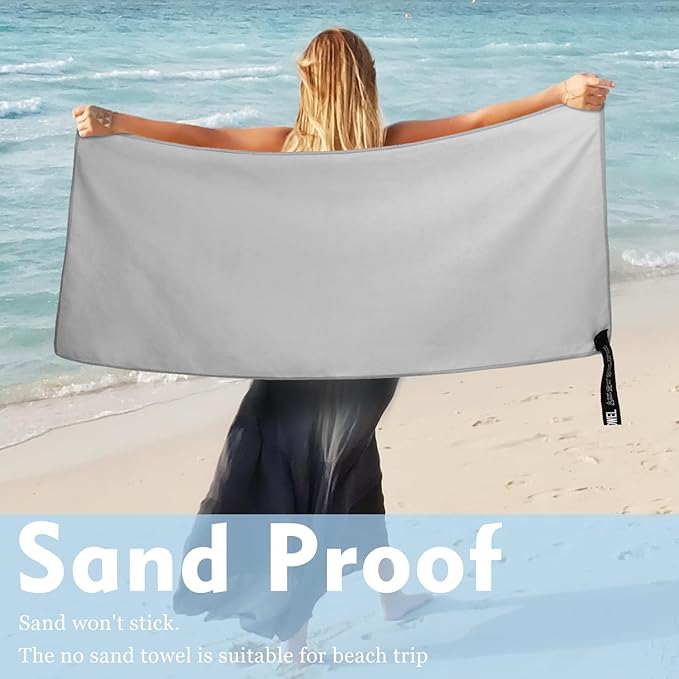 Microfiber Travel Towel, Soft Lightweight Quick Dry Towel, Super Absorbent Compact Travel & Sports & Beach Towels for Camping, Backpack, Gym, Swimming, Yoga, Hiking (L:24"×48" -Gray)
