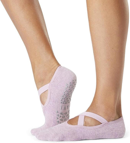 TAVI NOIR Chloe Fashion Criss-Cross Grip Socks for Barre, Pilates and Yoga